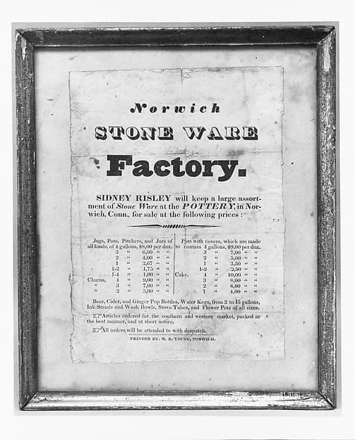 Artwork of Advertisement for Norwich Stone Ware Factory