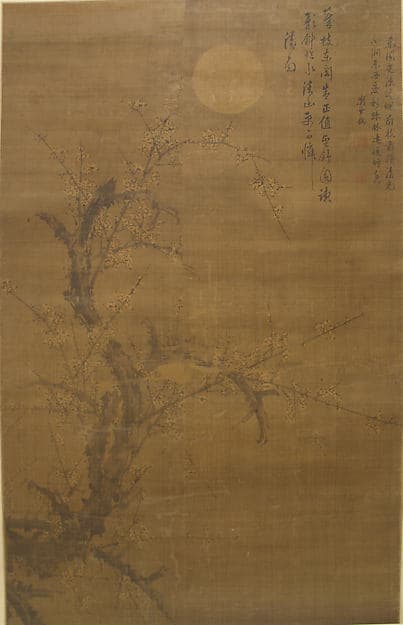 Artwork of Flowering Plum in Moonlight and Snow