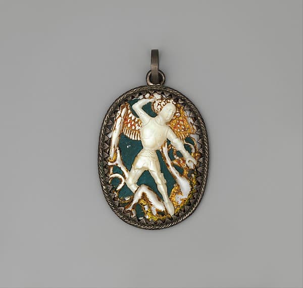 Artwork of Pendant Medallion with Michael Slaying the Dragon