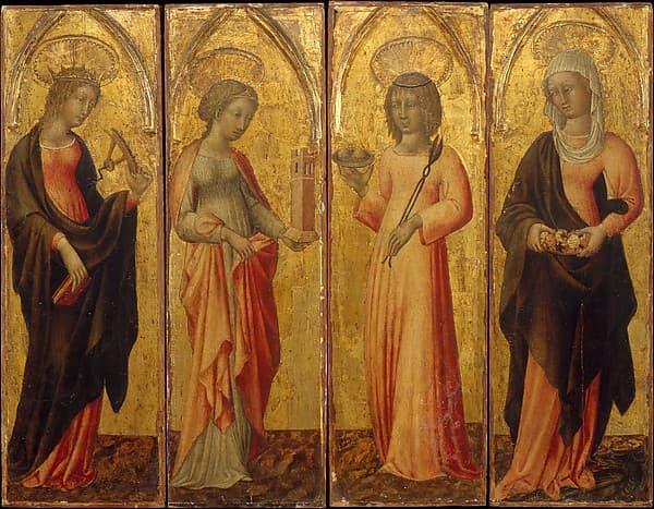 Artwork of Saints Catherine of Alexandria, Barbara, Agatha, and Margaret